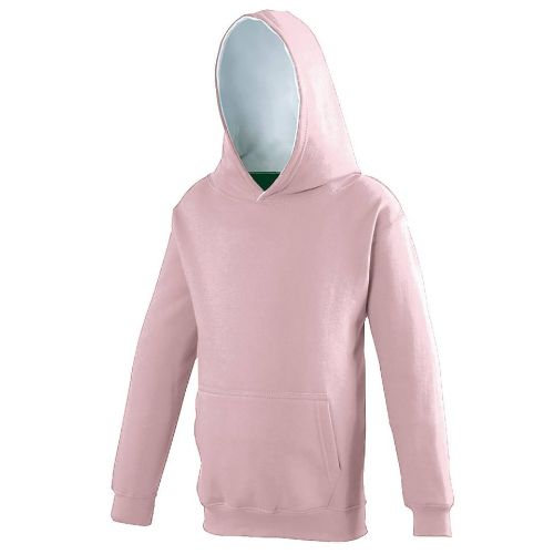 Awdis Just Hoods Kids Varsity Hoodie Baby Pink/Arctic White